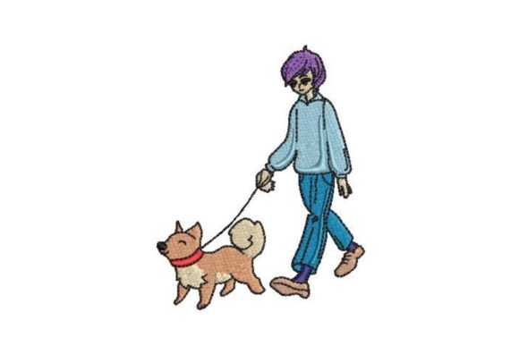 Anime Boy Walking a Dog: A Charming Embroidery Review