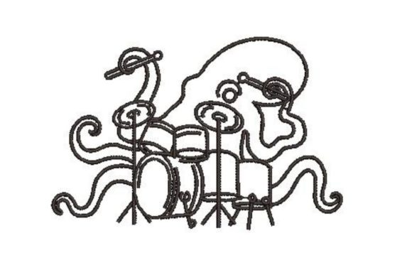 Octopus Playing Drum Line Art Review